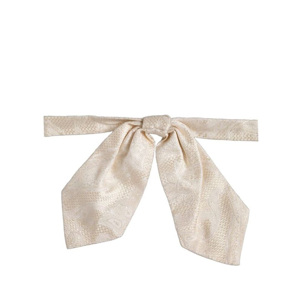 Dolce & Gabbana Men Ivory Paisley SIlk Adjustable Neck Papillon Bow Men's Tie